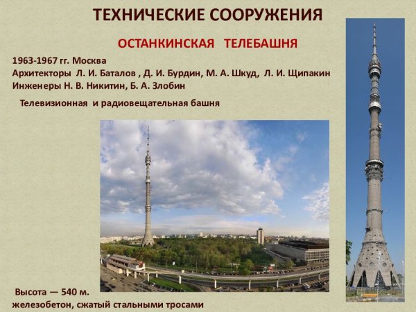 1967 Год Останкинская телебашня