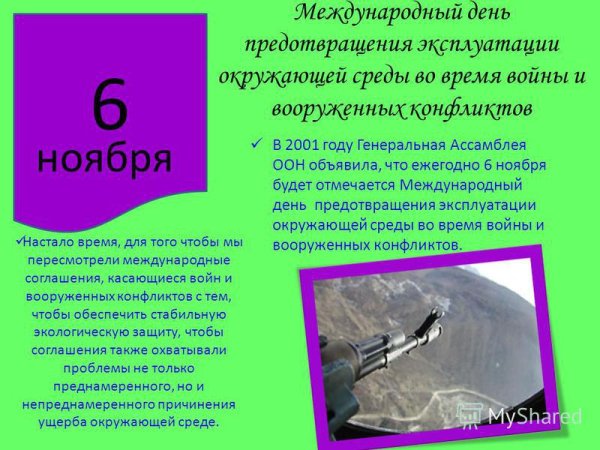 Международный день предотвращения эксплуатации окружающей среды