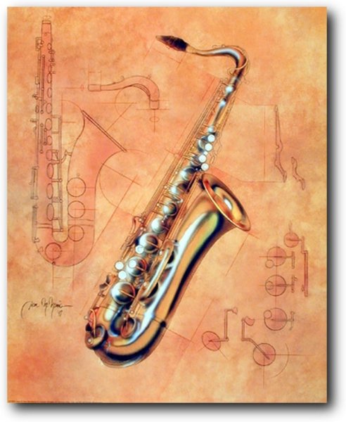 Саксофон акварель
