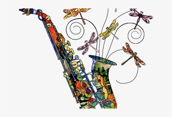 Разноцветные нотки на прозрачном фоне