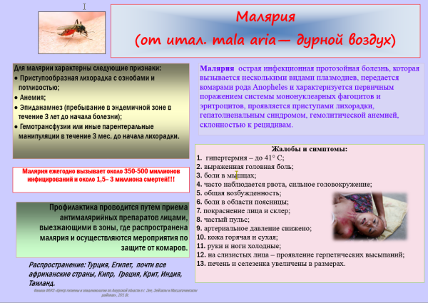 Малярия памятка