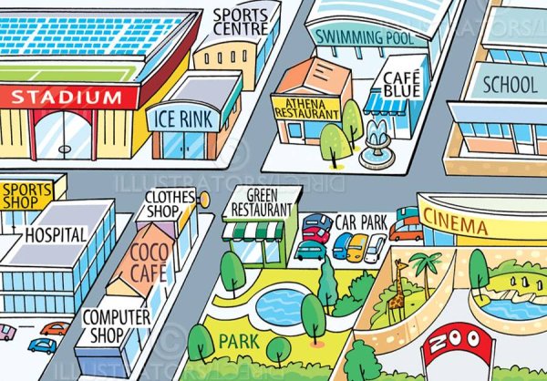 Места в городе на английском