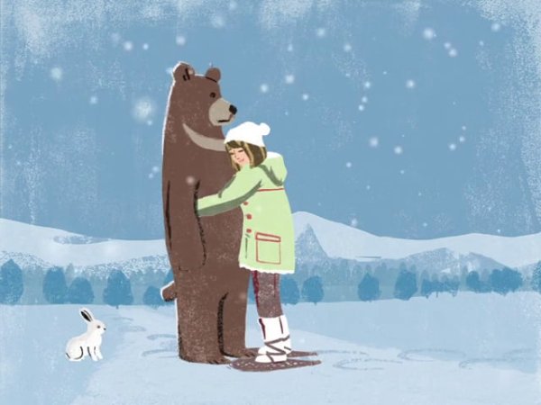 Утка и медведь обнимаются