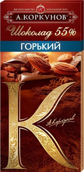 Шоколад Коркунов Горький с цельным миндалем