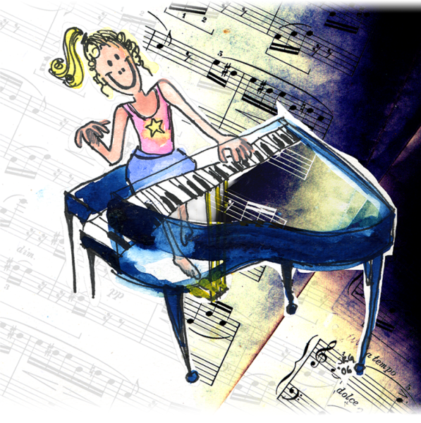 Пианистка карикатура
