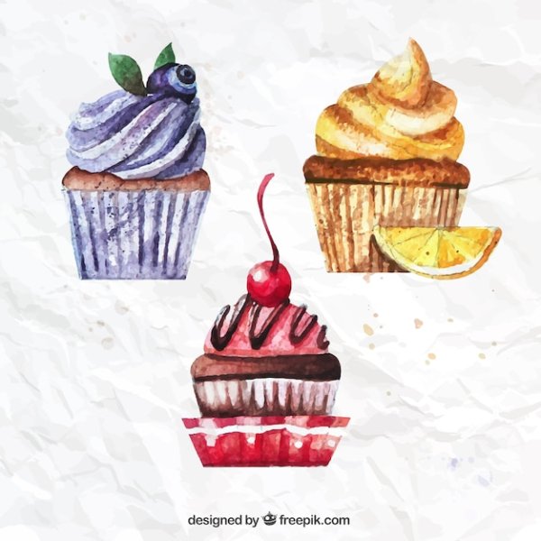 Пирожное цветными карандашами