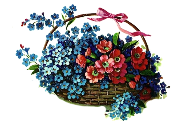 Цветочная корзина с незабудками