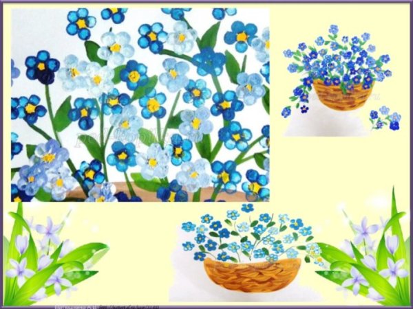 Рисование ватными палочками цветы