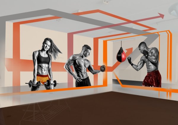 Роспись стен в тренажерном зале