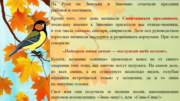 12 Ноября Синичкин календарь