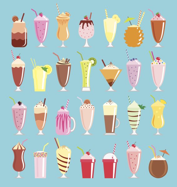 Молочные коктейли для срисовки