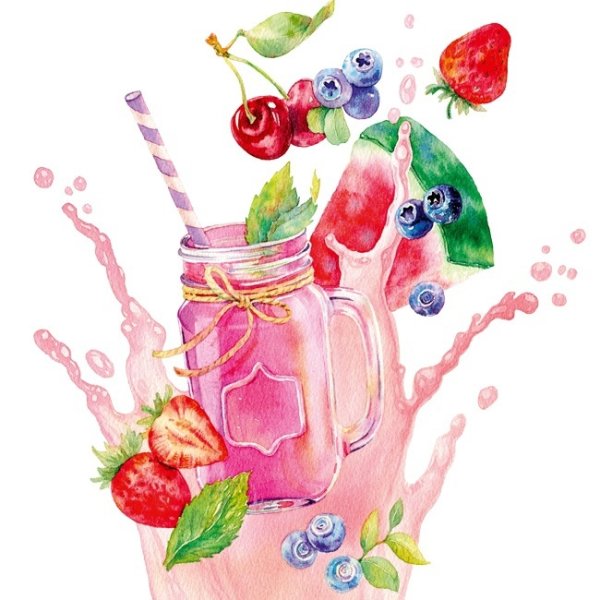 Молочный коктейль акварель