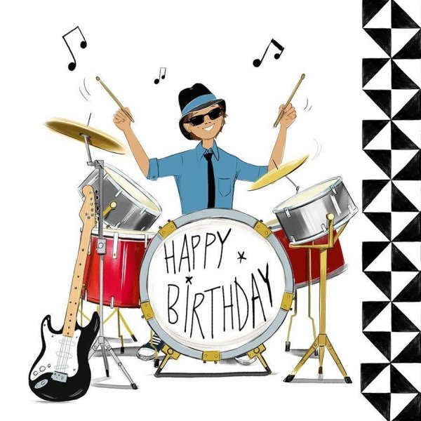 Открытка с днём рождения барабанщику