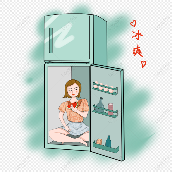 Прячется от жары в холодильник