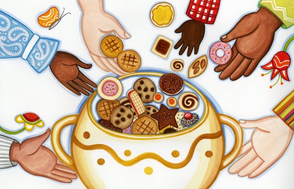 Ребенок и печенье иллюстрация