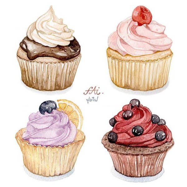 Капкейк акварель