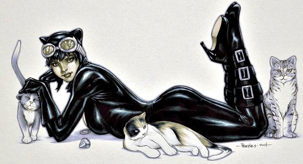 Женщина кошка с кошкой