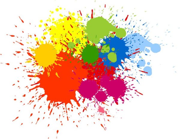 Цветные Кляксы на белом фоне