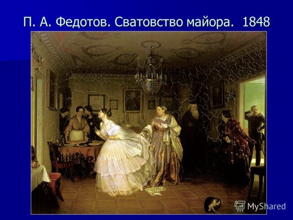 Павел Федотов, «сватовство майора» (1848), Третьяковская галерея