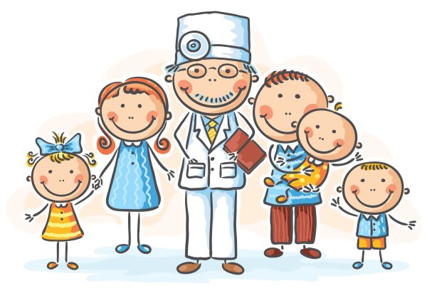 Врач и семья Рисованные