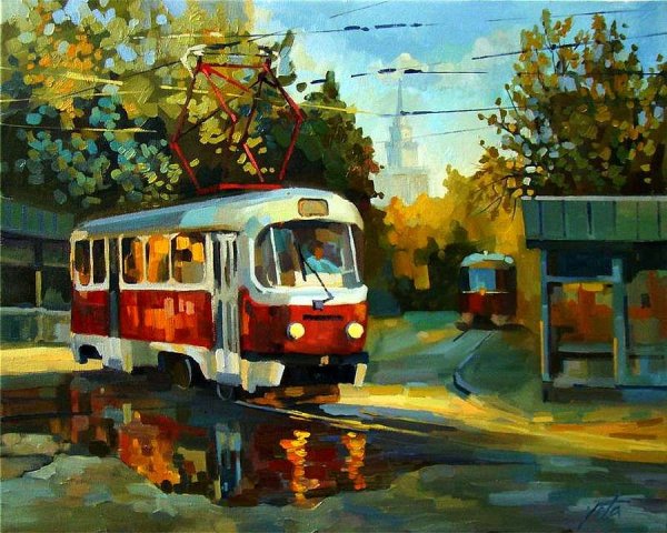 Пейзаж с трамваем