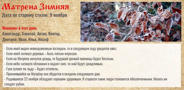 22 Ноября народный календарь