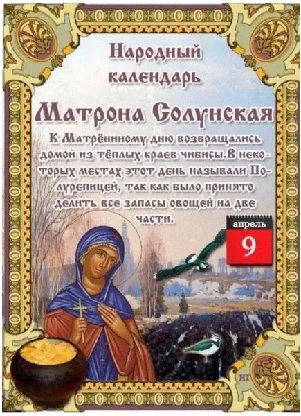 Матрена Настовица Полурепица 9 апреля