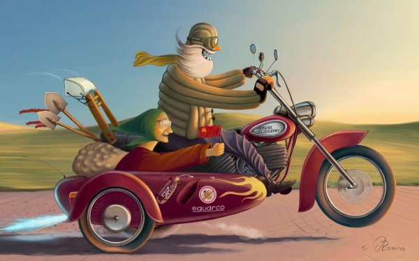 Деди бабка на мотоццикле