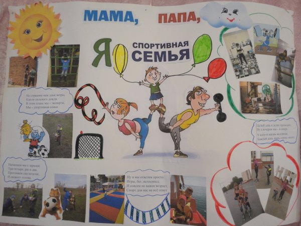Плакат папа мама я спортивная семья в детском саду
