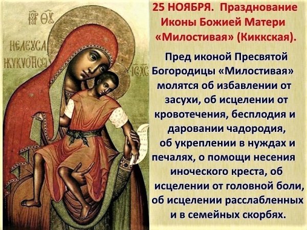 Праздник иконы Божией матери милостивая 25 ноября