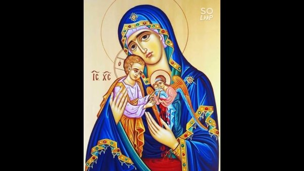 Богородица с плакатом