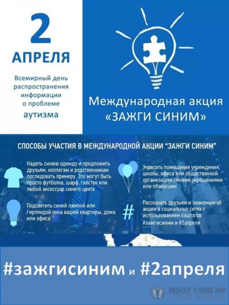 2 Апреля Всемирный день информации об аутизме