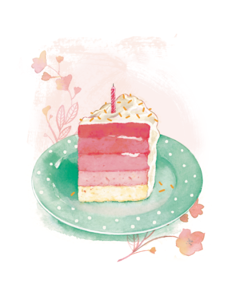 Разрез торта акварель