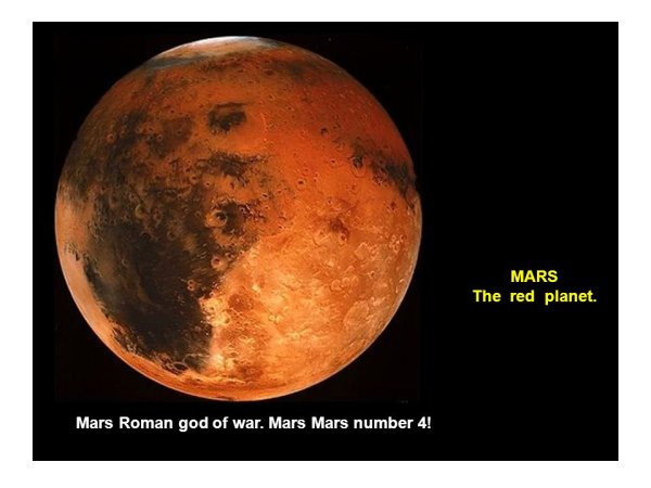 Планета Марс с надписью