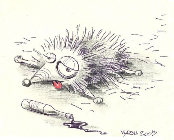 Ежик рисованный смешной