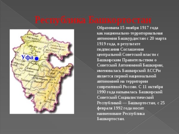 Карта Республики Башкортостан 1917 года