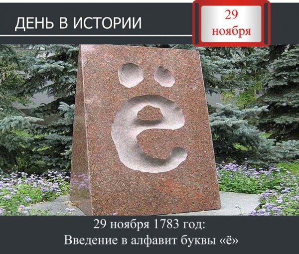 29 Ноября 1783 день буквы ё