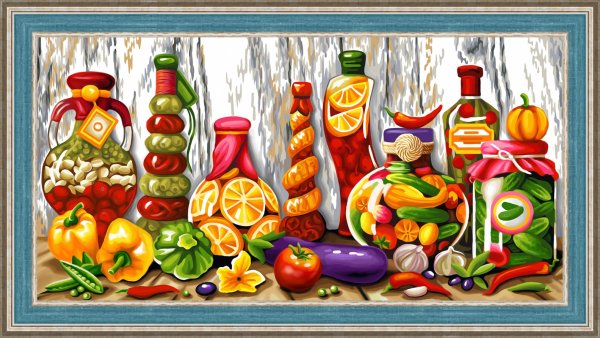 Алмазная живопись набор алмазной вышивки домашние соленья (аж-1583) 60х30 см
