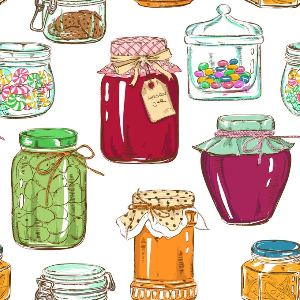 Баночки с вареньями скетчи