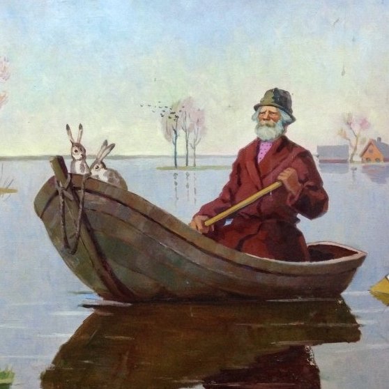 Картина Некрасова дед Мазай и зайцы