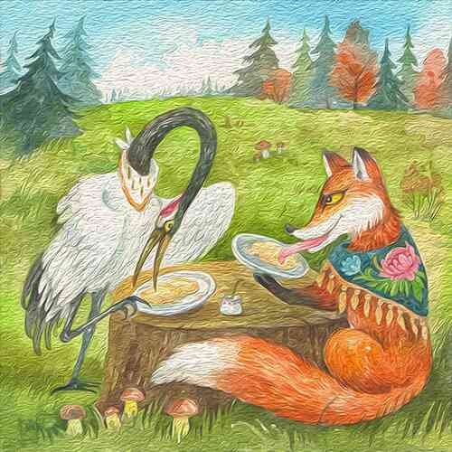 Лиса и журавль аудиосказка