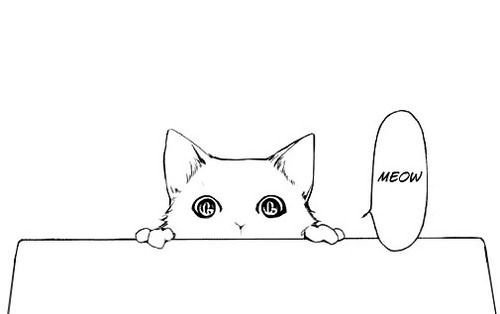 Аниме коты чб