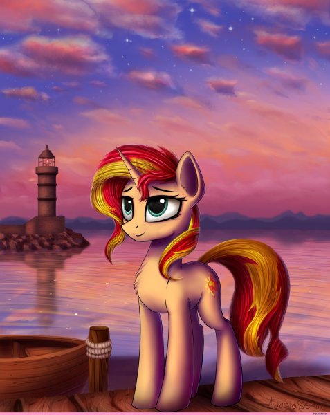 Сансет Шиммер пони арт