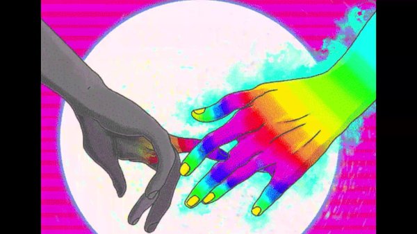 Арты с радужным фоном