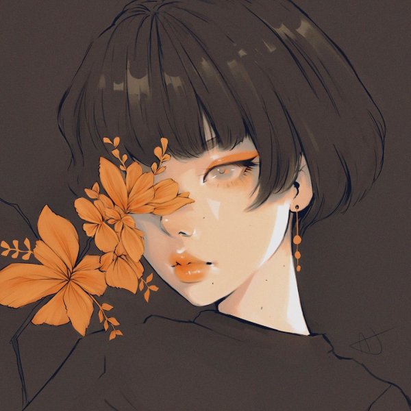 Девушка с короткими волосами арт