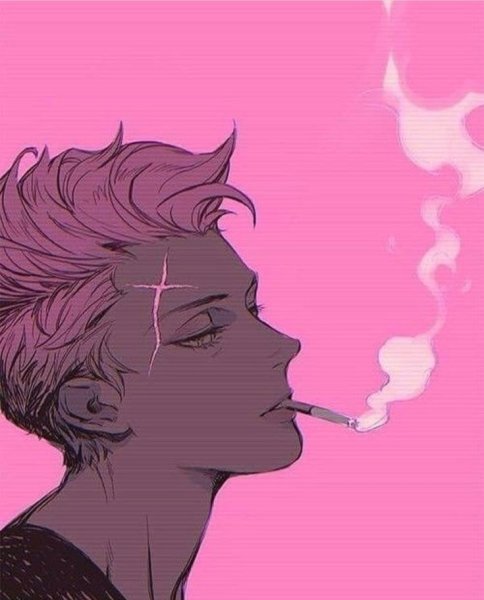 Курящий парень арт