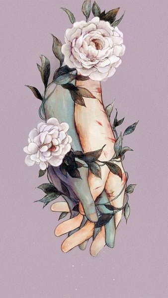 Руки с цветами арт