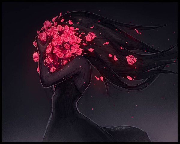 Девушка с розой арт