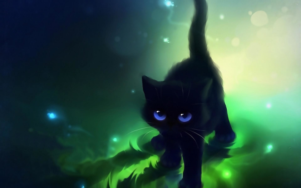 Коты Воители чёрный кот с голубыми глазами