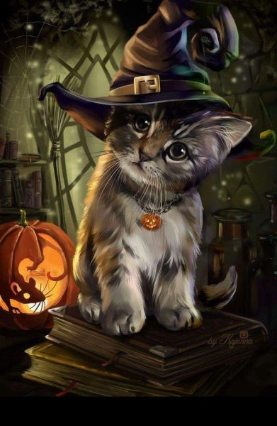 Алмазная живопись "Ведьмин котенок"